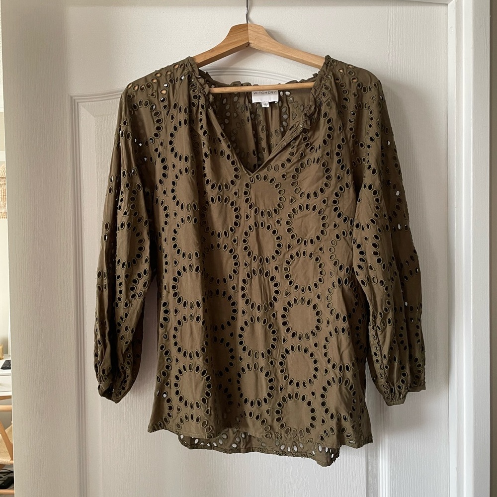 Olive eyelet blouse!